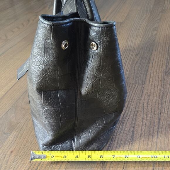 Barneys New York Gray Crocodile-Embossed Leather Tote - Picture 7 of 11